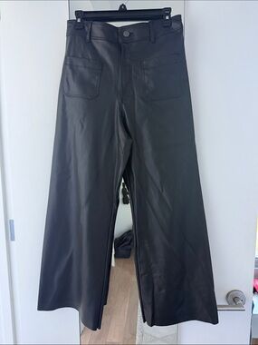 Zara Black Faux Leather Wide-Leg Pants